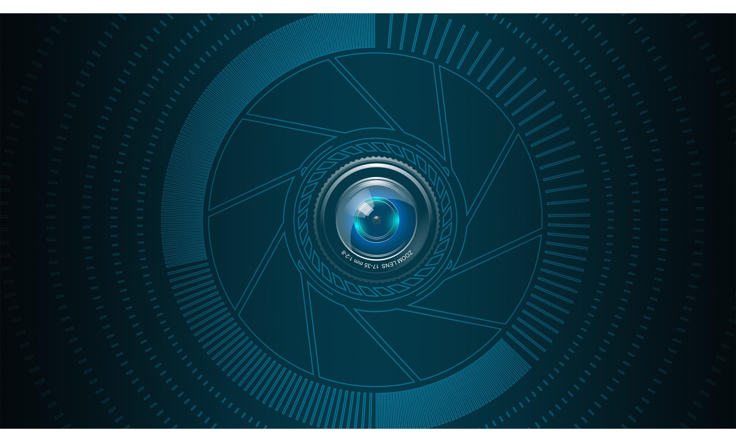 Security camera lens close-up